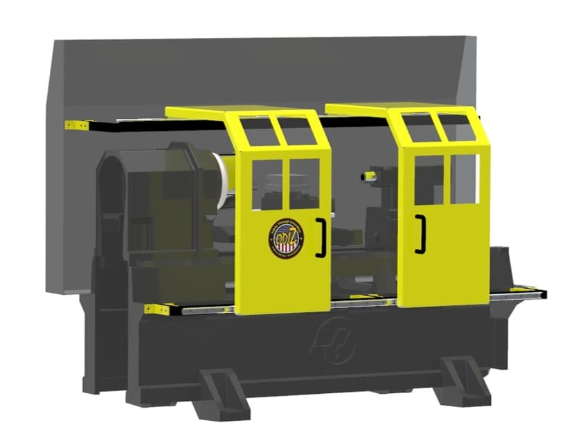 Double Door Lathe Guard on Haas Lathe